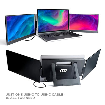 MD1 Triple Portable Monitor for Laptop Screen Extender Dual Monitor Extender Plug and Play 14 Inch FHD 1080P IPS Display (macOS/Windows/Linux)