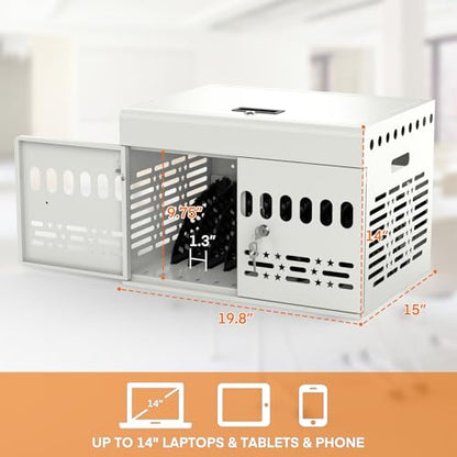 12-Device Charging Cabinet -Lockable Charging Station for iPad, Chromebook,Laptop&Tablet- American Style Charging Cabinet with Cord Management Ideal for Classrooms & Offices (Grayish White) - size: 12 Tablet/Chromebook(White)