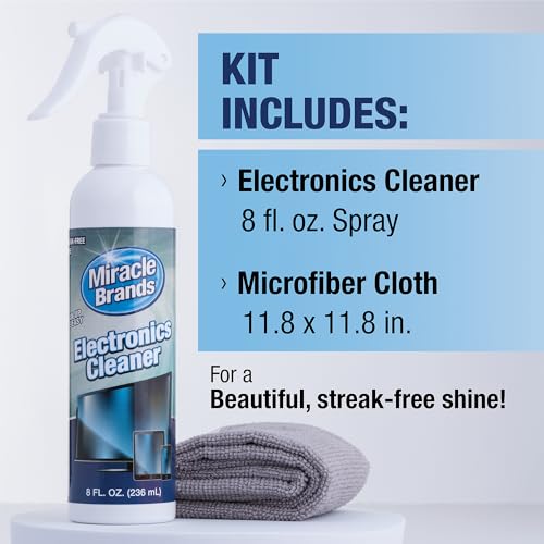 MiracleSpray for Electronics Cleaning, Safe Multisurface Cleaner for Any TV, Phone, Monitor, Keyboard, Screen, Computer, Includes Microfiber Towel - 8 Ounce Kit - size: 8 Fl Oz