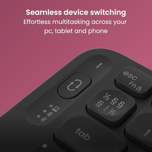 Contour Balance Keyboard: Full-Size Wireless Keyboard with USB Receiver, US Layout, Numeric Keypad, 18 Programmable Keys, AI Key, Home & Office, Windows Layout