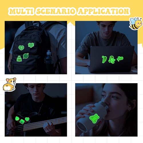 60 Pcs Glow in The Dark Funny Kids Stickers for Water Bottle | Luminous Preppy Aesthetic Waterproof Vinyl Laptop Decals, Luggage Scrapbook Skateboard Phone Case DIY Decoer - color: Luminescent-493kscp
