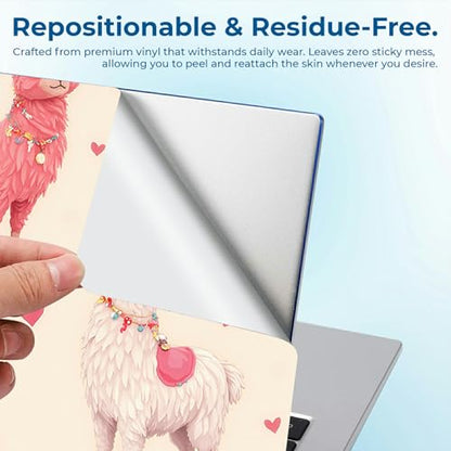 Reusable Universal Laptop Skin Sticker, Cut to Fit for 11.6–15.6 Inch Laptops, Waterproof Protective Film, No-Residue - Pink Llama - color: Pink Llama