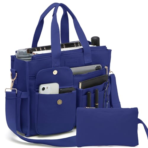 Large Canvas Tote Bag Set for Women, Work Teacher College Travel Shoulder Handbags, Crossbody Laptop Purse - color: Blue, size: Large - Fits 15.6" Laptop