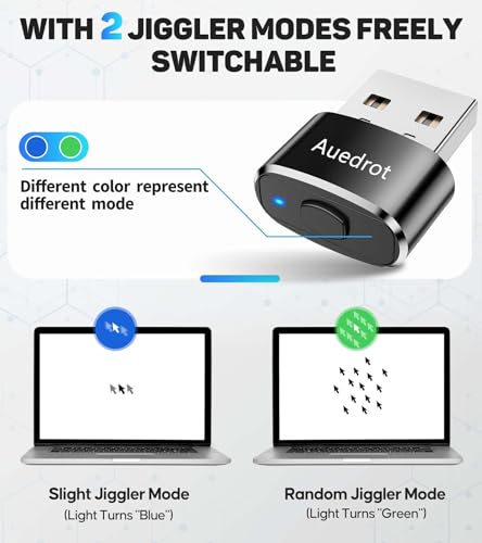 USB Mouse Mover with Switch Button, Automatic Mini Mouse Shaker with 2 Jiggle Modes, Driver-Free, Plug & Play, Keep Computer/Laptop Awake, USB-C Adapter, Black - color: Black