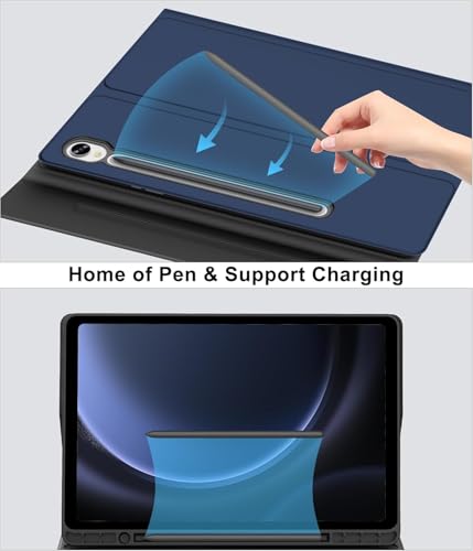 Galaxy Tab S9 FE+/ S9+ /S10+ 12.4 Inch Case with Keyboard, Detachable Bluetooth Keyboard with Pen Holder for Samsung Tab S10+ Plus/S9+ Plus/S9 FE+ Plus/S8+ Plus/S7FE/S7+ Plus 5G 12.4", Navy Blue - color: Dark Blue, size: S9FE+ 12.4"