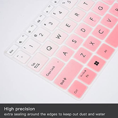 2PCS Keyboard Cover for ASUS Vivobook Go 15.6" E1504FA, VivoBook 16X OLED F1605VA F1603 M1603 X1603 M1605, VivoBook Pro 16X OLED K3605 K6602 TN3604, VivoBook Pro 15X K6501 M6501 K3502 M3502 M1503 - color: Gradual Pink+Clear