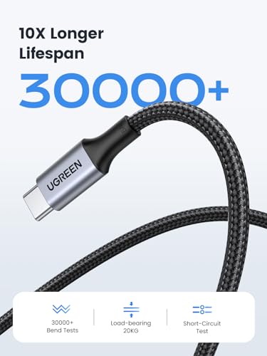 UGREEN 100W USB C to USB C Cable, Fast Charging Cable, 2-Pack, 10ft, Black | For iPhone 17/16/15, MacBook Pro/Air, iPad Pro/Air/Mini, Galaxy S26/S25/S24, XPS, Pixel, Switch. Built-in E-marker chip - size: 10FT