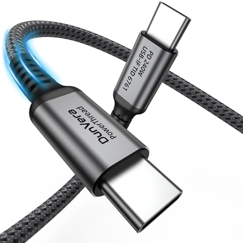 Power Thread USB C to USB C Cable 240W | USB-if Certified | PD 3.1 Fast Charging Cable | E-Marker Chip | 480Mbps Data Transfer, Braided Nylon for MacBook, iPad, Samsung, Laptop
