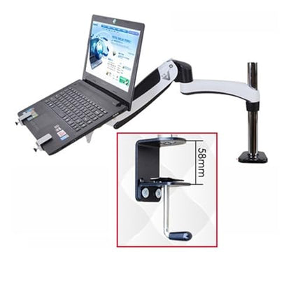 DL-GM112-LP1 Full Motion Aluminum Gas Spring Dual Arm Laptop Desktop Stand Rotating Grommet Clamp Laptop Tray(For 0-58mm desk) - size: For 0-58mm desk