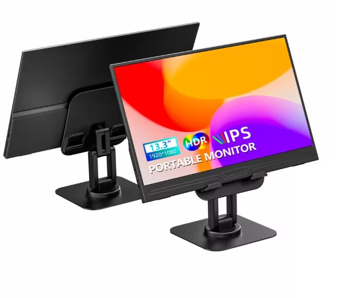 Veout 13.3" 1080p Portable Monitor Slim Lightweight HDR Travel Small HDMI Display with Kickstand for Laptop PC/Mac/Phone/Xbox Switch/PS4