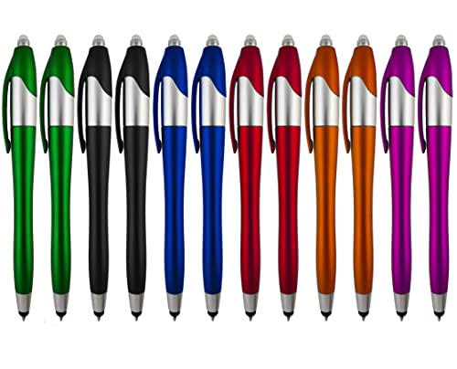 Stylus Pen, 3-1 Multi-Function, Ball Point Black Ink Pen, Capacitive Stylus for Touchscreen Devices, LED Flashlight, Medical Pen Light,for Home,Work,Doctors, and Nurses (12 Pack) - size: 12 Pack