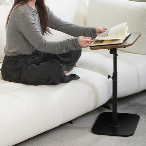 ACEQLYT® Small Adjustable Side Table, Adjustable Height & Flip-Over Panel Design & 360° Swivel, Couch Armrest C Shaped End Table, Laptop Stand for Couch