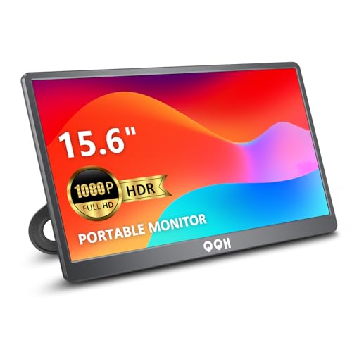 QQH Portable Monitor, 15.6" Portable Travel Monitor for Laptop 1080P FHD IPS Second Screen, Gaming Monitor, USB C HDMI External Monitor Display for Computer Phone PC PS4 PS5 Xbox Switch (Z1-9-G) - color: Grey
