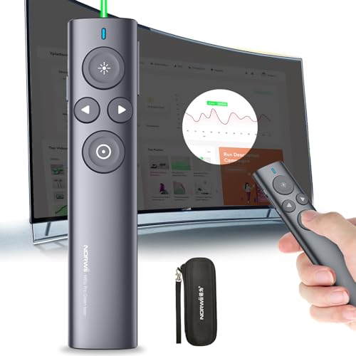 N95s Presentation Clicker for PowerPoint with Digital Laser Pointer | Magnifier/Highlight/Mouse Left Click, TV Screen&Projector Clicker, USB-C Rechargeable, 32GB Built-in Storage Receiver - color: Green - USB-A