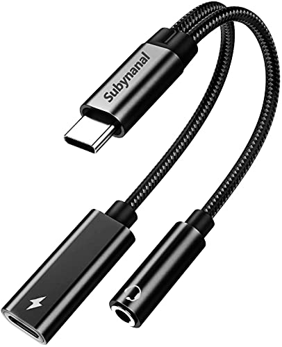 Subynanal USB c to 3.5mm Headphone and Charger Adapter,2 in-1 USB C PD 3.0 Charging Port to Aux Audio Jack and Fast Charging Dongle Cable Cord for iPhone 17 Iphone16, iPhone 15, Galaxy (Black) - color: Black