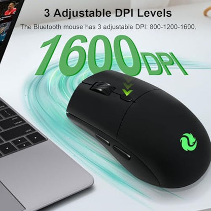 Bluetooth Wireless Mouse（BT5.2+USB 2.4G Receiver） Silent Quiet Clicks，Works with Dual Mode for Laptop/iPad/Tablet/Apple/Computer/Mac & Bluetooth Mouse 6 Buttons, (G301, Black) - style: G301