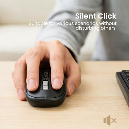 INFINMIND Wireless Bluetooth Multi-Device Mouse with 5 Programmable Buttons, 4-Way Navigation Scroll, 5 Level DPI, Quiet Click Mice Compatible with Computer, Laptop, PC, iPad, Tablet, MacBook.
