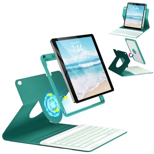 OYEEICE Keyboard Case for iPad 6th/5th Generation 9.7 inch | 360° Rotatable, 7 Color Backlit Detachable Wireless Keyboard, Upgraded Magnetic Cover with Pen Holder for Air 2nd Gen - color: Teal, size: 9.7 inch (6th/5th gen & Air 2nd gen)