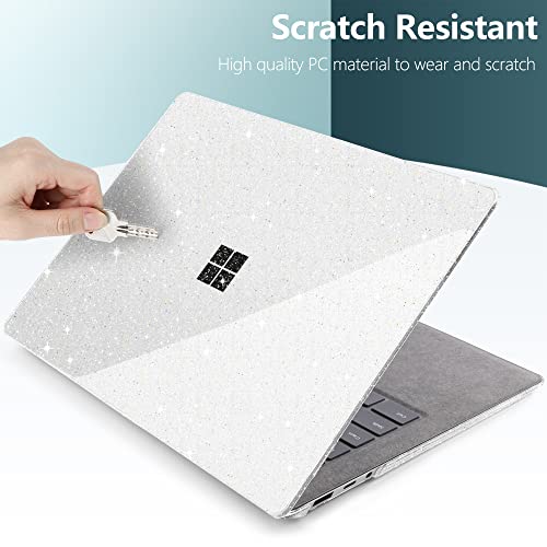 TWOLSKOO Case for 13.5" Microsoft Surface Laptop 5/4/3 with Alcantara Palm Rest Model 1950/1958/1867/1769, Protective Plastic Hard Shell & Keyboard Cover & Screen Protector & Dust Plugs, Star Clear