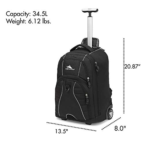 High Sierra Freewheel Wheeled Laptop Backpack, Black, 20.5 x 13.5 x 8-Inch - color: Black