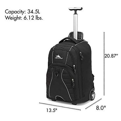 High Sierra Freewheel Wheeled Laptop Backpack, Black, 20.5 x 13.5 x 8-Inch - color: Black