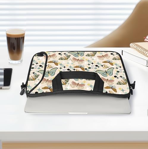 17 inch Laptop Shoulder Bag Carrying Case with Handle Fits 15.6/16/17/17.3/17.4 inch Laptop Notebook (Butterflies Wishes, 16-17.3 inch) - color: Butterflies Wishes