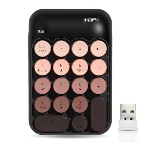 Lomiluskr Cute Wireless Number Keypad with 2.4G USB Receiver, 18 Colorful Round Keys Numpad, Portable Financial Accounting Numeric Keyboard, Suitable for PC, Laptop (Black Gradient) - color: Black Gradient