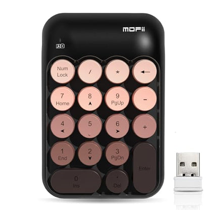 Lomiluskr Cute Wireless Number Keypad with 2.4G USB Receiver, 18 Colorful Round Keys Numpad, Portable Financial Accounting Numeric Keyboard, Suitable for PC, Laptop (Black Gradient) - color: Black Gradient