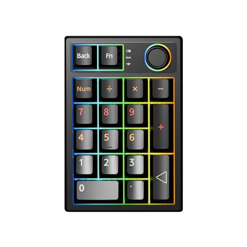 Gasket Creamy Mechanical Numpad Programmable Macro Keypad Wireless 2.4G/Bluetooth 5.0/Wired USB-C RGB Backlit Hot Swappable Number Pad Rechargeable Numeric Keyboard Metal Knob, Black - color: Black