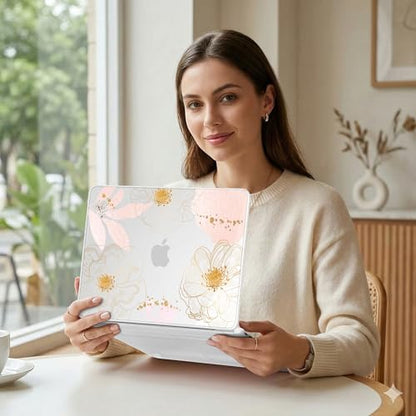 MEEgoodo 4-in-1 Printed Case for MacBook Neo 13 inch 2026 Release Model A3404, Laptop Hard Shell Cases with Keyboard Skin & Screen Protector & Webcam Covers, Tropical Pink Flowers - color: Tropical Pink Flowers