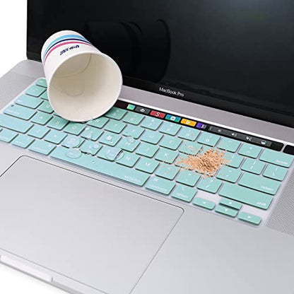 MOSISO Keyboard Cover Compatible with MacBook Pro 13 inch M2 M1 | 2023-2020 A2338 A2289 A2251&Compatible with MacBook Pro 16 2020 2019 A2141 Touch ID, Protective Silicone Skin, Water Cyan - color: Water Cyan