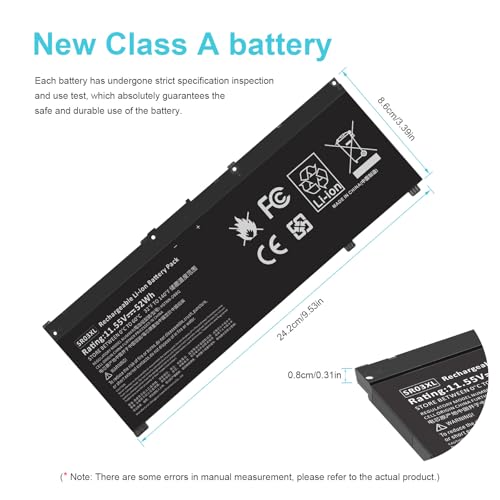 SR03XL L08855-855 Battery Replacement for Hp Pavilion 15-CX 15-cx0xxx 15-cx0058wm 15-cx0056wm Envy X360 15-CN 15-CP 17-BW Series for hp pavilion laptop 15-cx0xxx battery SR04XL 52.5Wh 4550mAh - color: SR03XL