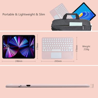 Wireless Bluetooth Keyboard with Touchpad 10inch Portable Rechargeable Slim Keyboard for iPad Pro/iPad Air/iPad 9.7/iPad 10.2/iPad mini and Other iOS Android Windows Devices(Pink) - color: Pink 1