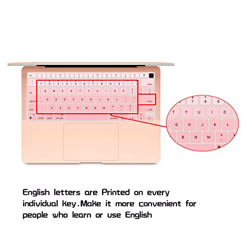 HRH English US Keyboard Cover for MacBook Air 13 A2337 2020 | M1 Chip Processor with Touch ID,Precise Fit,Dust Proof,Waterproof,Durable,Smooth Touch,Keyboard Accessories,Ombre Light Pink - color: Ombre light pink