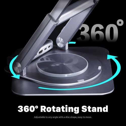 ADAM ELEMENTS Hub Stand Ultra - 6-in-1 Magnetic Detachable USB-C Hub & Ergonomic Laptop Stand, Foldable 4K HDMI Docking Station for MacBook Pro/Air M4 M3 M2 M1, iPad & 17" Laptops - color: Silver