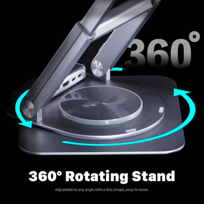 ADAM ELEMENTS Hub Stand Ultra - 6-in-1 Magnetic Detachable USB-C Hub & Ergonomic Laptop Stand, Foldable 4K HDMI Docking Station for MacBook Pro/Air M4 M3 M2 M1, iPad & 17" Laptops - color: Gray