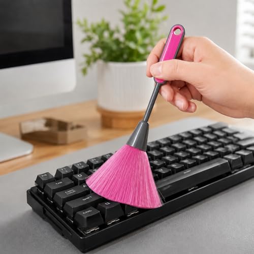 Keyboard Cleaning Brush Computer Cleaning Brush Portable Small Dust Brush for Keyboard Laptop Desk Electronics - color: Rose Red