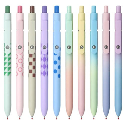 YOXMJDB Gel Pens,10 Pcs Medium Point Smooth Writing Pens Cute Pens for Women, High-End Series 0.7mm Black Ink Pens for Journaling Note Taking, School Office Supplies (10 Pcs Gradient and Geometric) - color: 10 Pcs Gradient and Geometric
