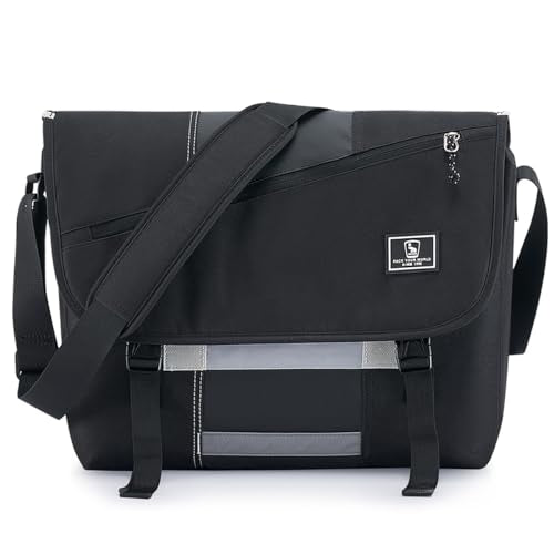 OIWAS Messenger Bag for Men, 14 Inch Laptop Crossbody Bags Women Casual Satchel Shoulder Bag College Travel Office Briefcase - color: Black, size: 14 Inch