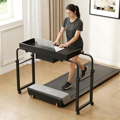 GiftGo Over Bed Table with Wheels, Recliner Table Bed Desk, Adjustable Height and Length Laptop Table with Storage Drawer Metal Leg for Bedroom Home Office Hospital (Black, 39.3" to 55.1") - color: Black