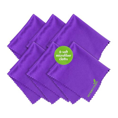 Screen Cleaner 6-Pack Microfiber Cloths for TV, Car, Laptop & Computer | Scratch-Free Care, TVs, Monitors, Lenses, Washable Fabric, Streak-Free Results, Multipurpose Use, Cleaning Kit