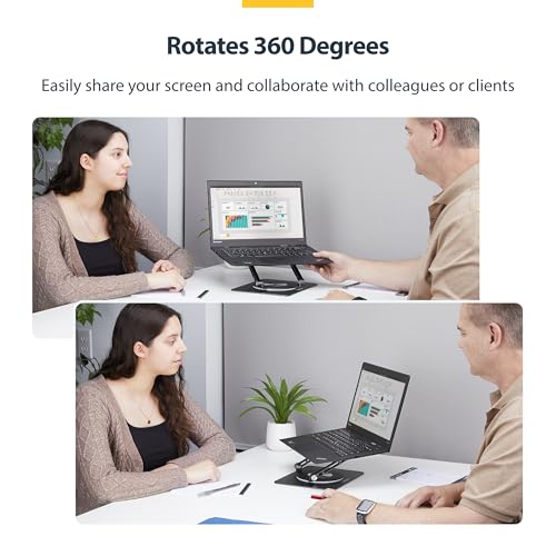 StarTech Rotating Laptop Stand, Aluminum, 360 Swivel, 11lb/5kg | Ergonomic Desk Riser for Computer, Adjustable Height/Tilt, ATFR-LAPTOP-RISER
