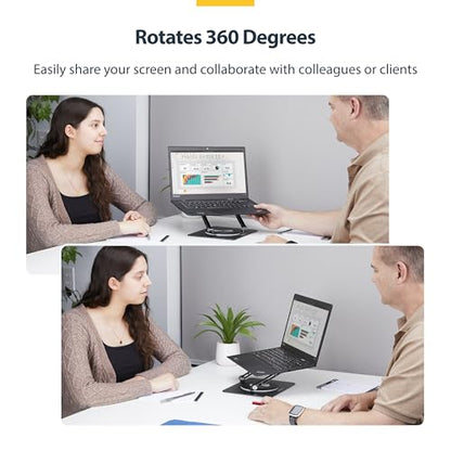 StarTech Rotating Laptop Stand, Aluminum, 360 Swivel, 11lb/5kg | Ergonomic Desk Riser for Computer, Adjustable Height/Tilt, ATFR-LAPTOP-RISER