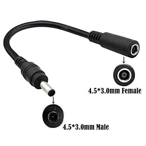 LOKEKE DC 4.5mm Tip Adapter Extension Cable, DC Jack 4.5 x 3.0mm Female to 4.5 x 3.0mm Tip Male Charger Power Cord Cable for Laptop
