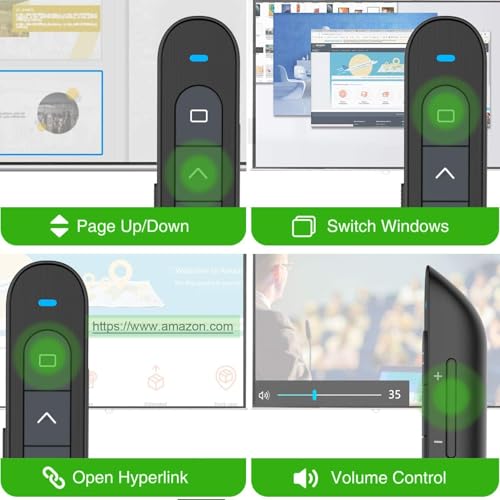 N76 Rechargeable Presentation clicker for PowerPoint Presentations | Presentation Remote with Green Laser, Long Range Wireless Presenter, USB-A Slide Advancer with Mac/Windows/Linux/Android - color: Green - Rechg. - USB-A