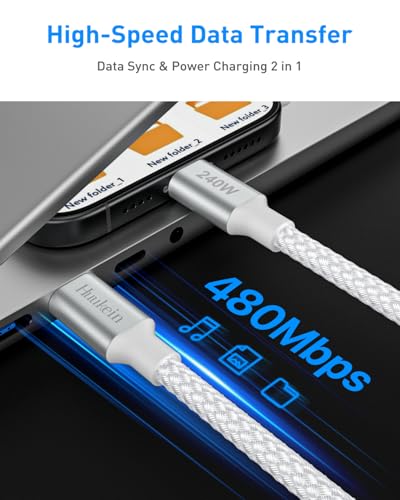 Huukein 240W USB C to USB C Cable 8ft, Long USB C to C Cable Fast Charging | USBC Charger Cord for iPhone 17 Air 16 15 Pro Max Plus 16e, for MacBook Pro and More
