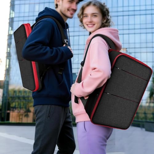 Travel Laptop Backpack with Small Case for 15-16 inch Notebooks, Slim & Expandable Computer Bag for College Business Commute for Men and Women,Black-Red - color: Black-red