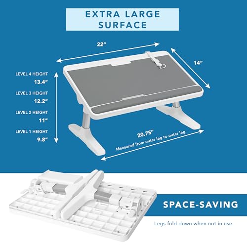 LAPGEAR Easy Tilt Table Bed Desk - Gray, Fits 17.3" Laptops - color: Gray