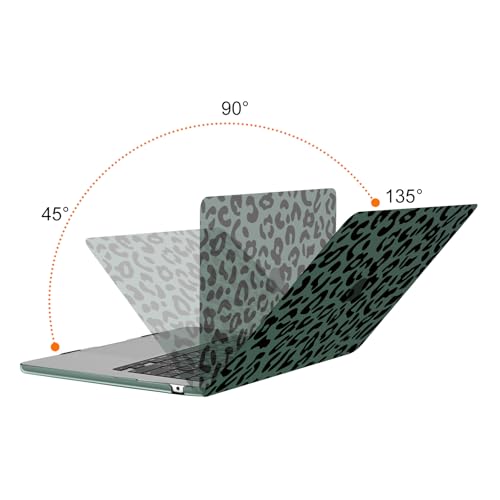 MOSISO Compatible with MacBook Air 15 inch Case M5 M4 M3 M2, Green | Protective Leopard Grain Hard Shell&Keyboard Cover&Screen Protector for MacBook Air 15.3 inch A3241 A3114 A2941 2026-2023 - color: Green