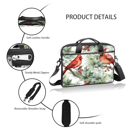 Laptop Shoulder Bag for Women Men, Waterproof Computer Case Messenger Bag Briefcase for Business Office Travel - color: Red Bird Floral